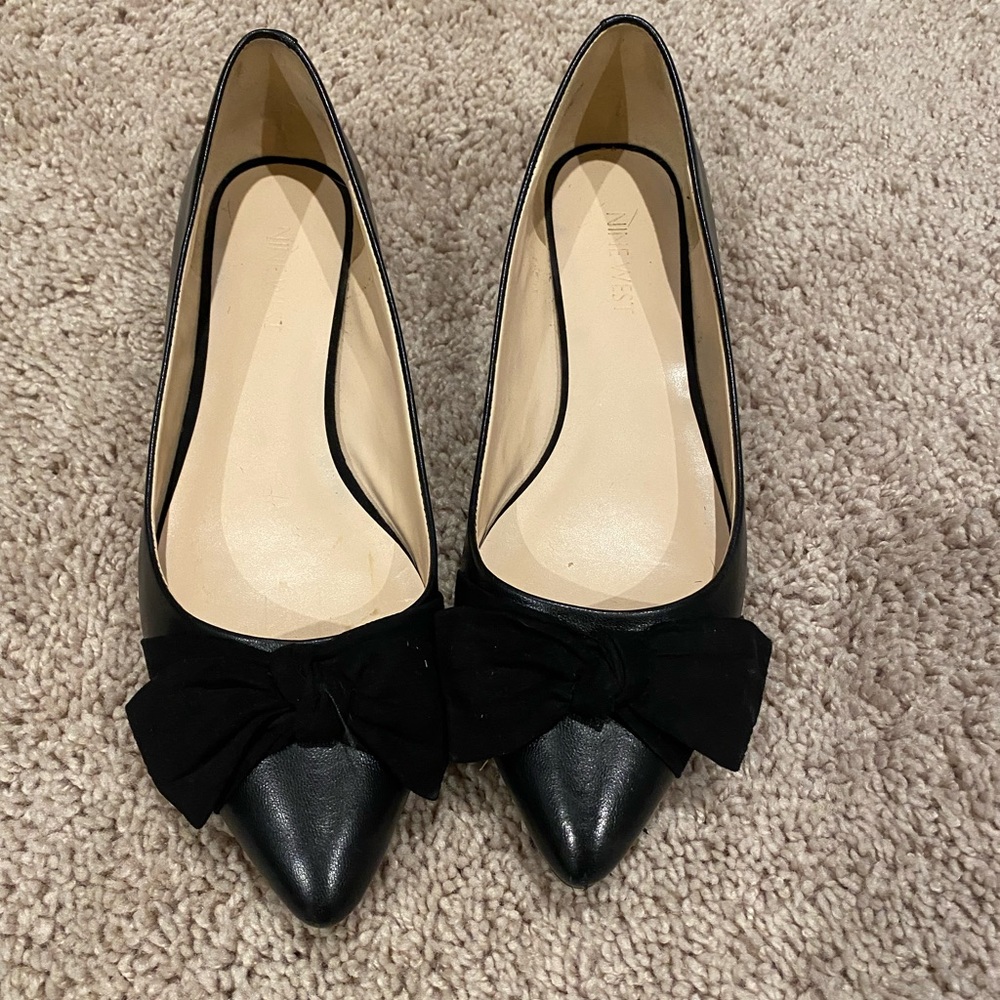 Black Nine West Bow Flats